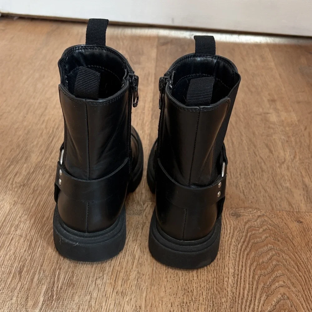 Girls Art Class Stylish Black Vegan Leather Moto Boots size 13